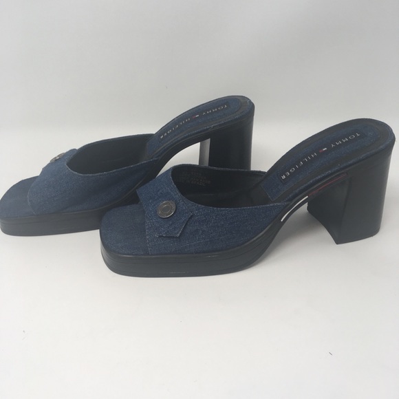 Tommy Hilfiger vintage 90’s denim heels chunky - Picture 3 of 7